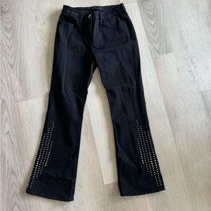 3x1 black flair jeans with silver beading on bottom. Size 24.